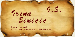 Irina Simičić vizit kartica